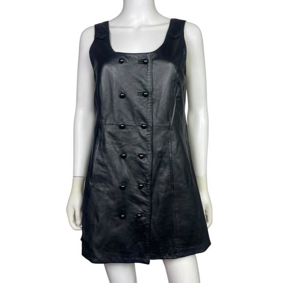 See by Chloe Womens 8 Black Soft Leather Button Lined Sleeveless Mini Dress NWOT - Picture 1 of 5
